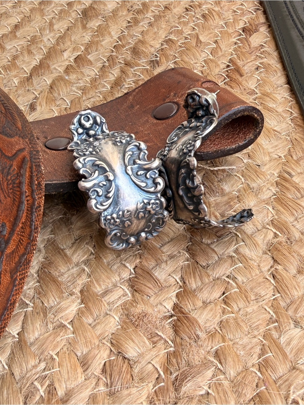 Ornate Silver Tone Earrings